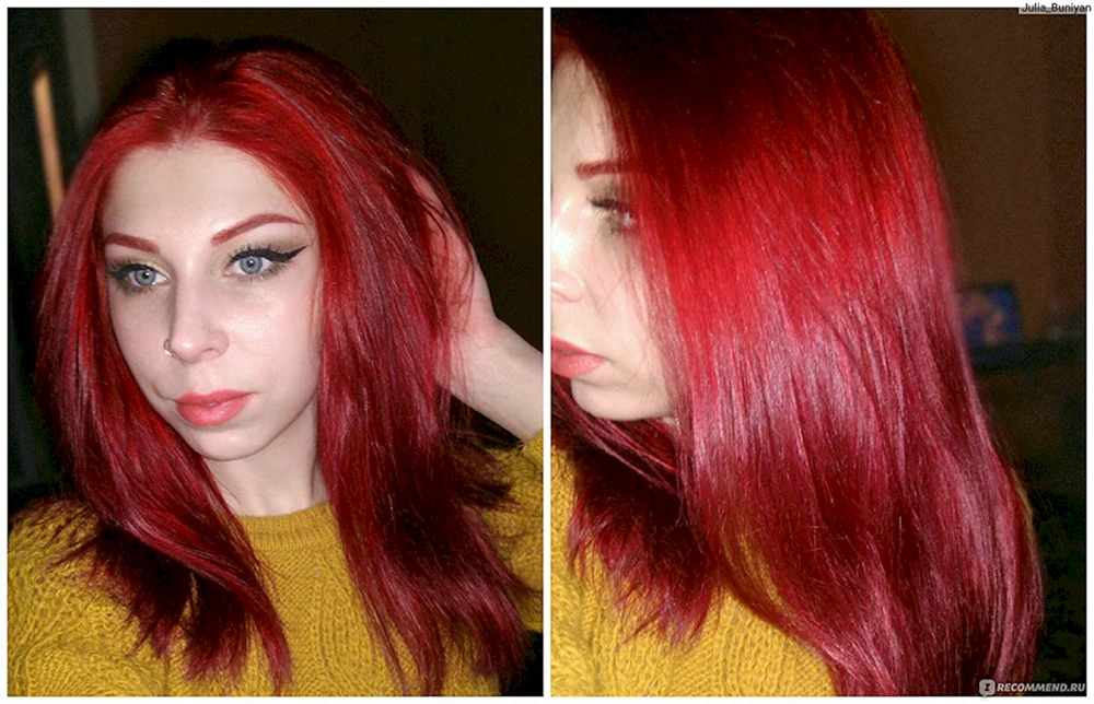 Rotes Ombré auf dunklem Haar