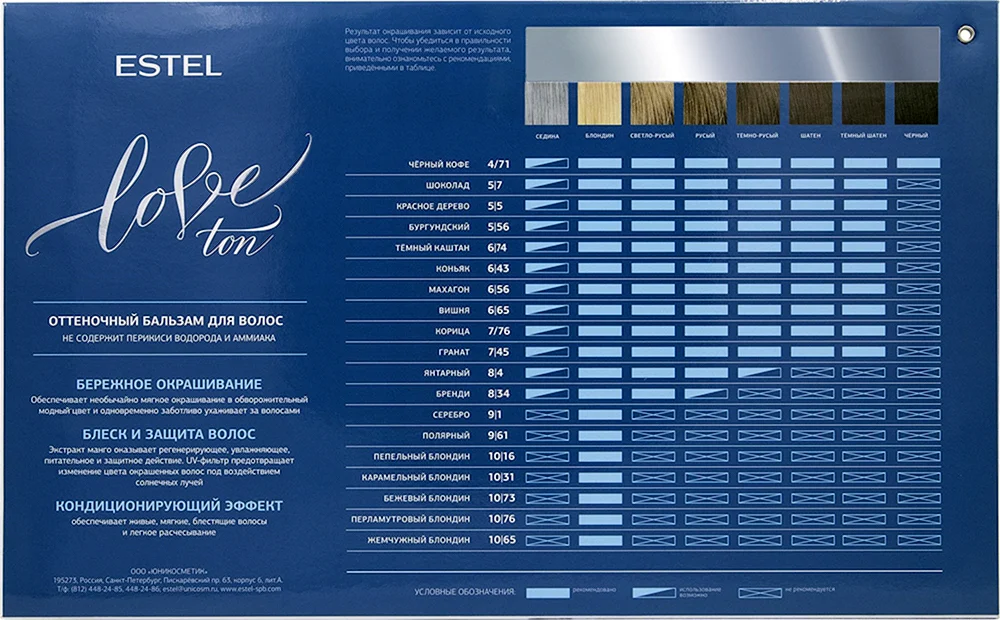 Estel Haartönungen Estel Farbpalette