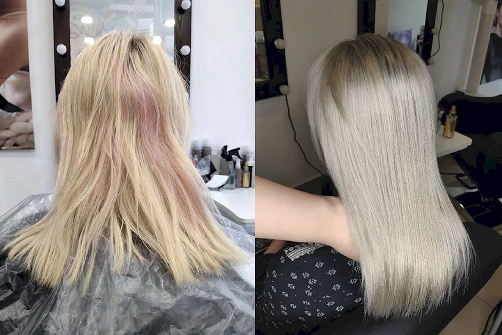 Tönung. Blonde Haarverlängerungen
