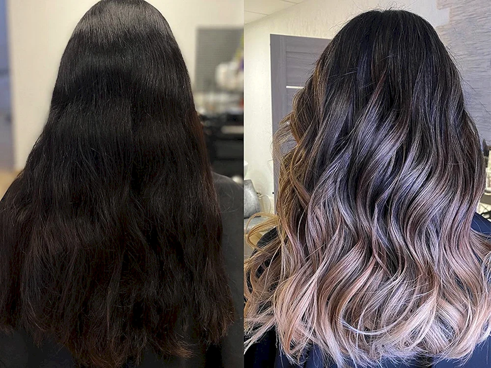 Shatush Balayage auf dunklem Bobhaar
