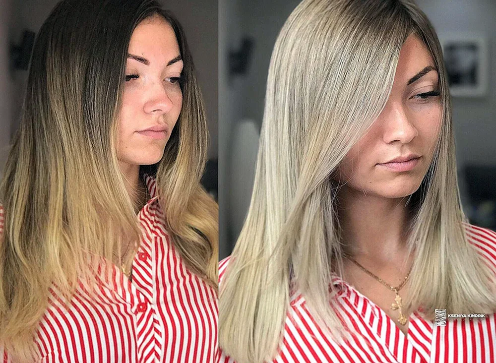 Hellblonde aschblonde Haarfarbe