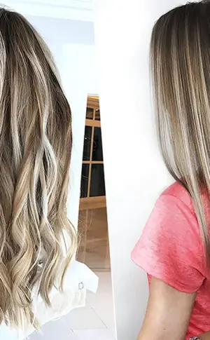 Feine Strähnchen auf blondem Haar