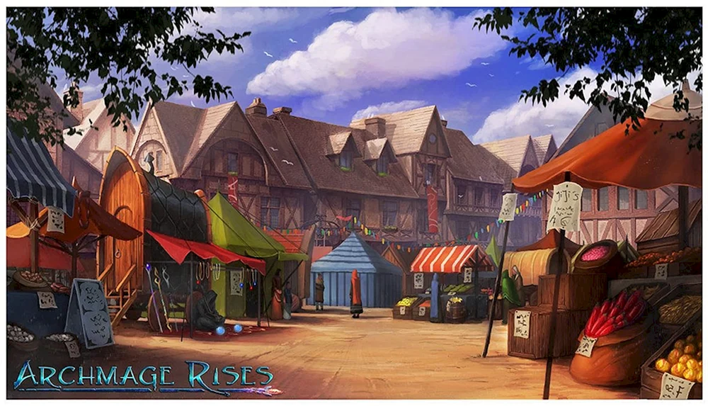 Medieval market town market square background