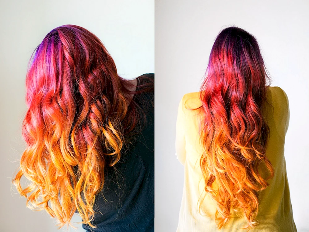 Farbiges Ombré auf Haar