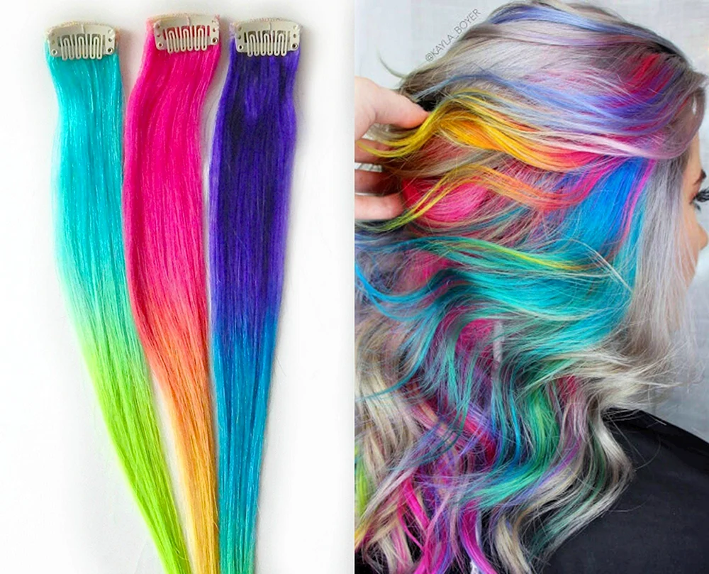 Mehrfarbige Strähnen auf dem Haar