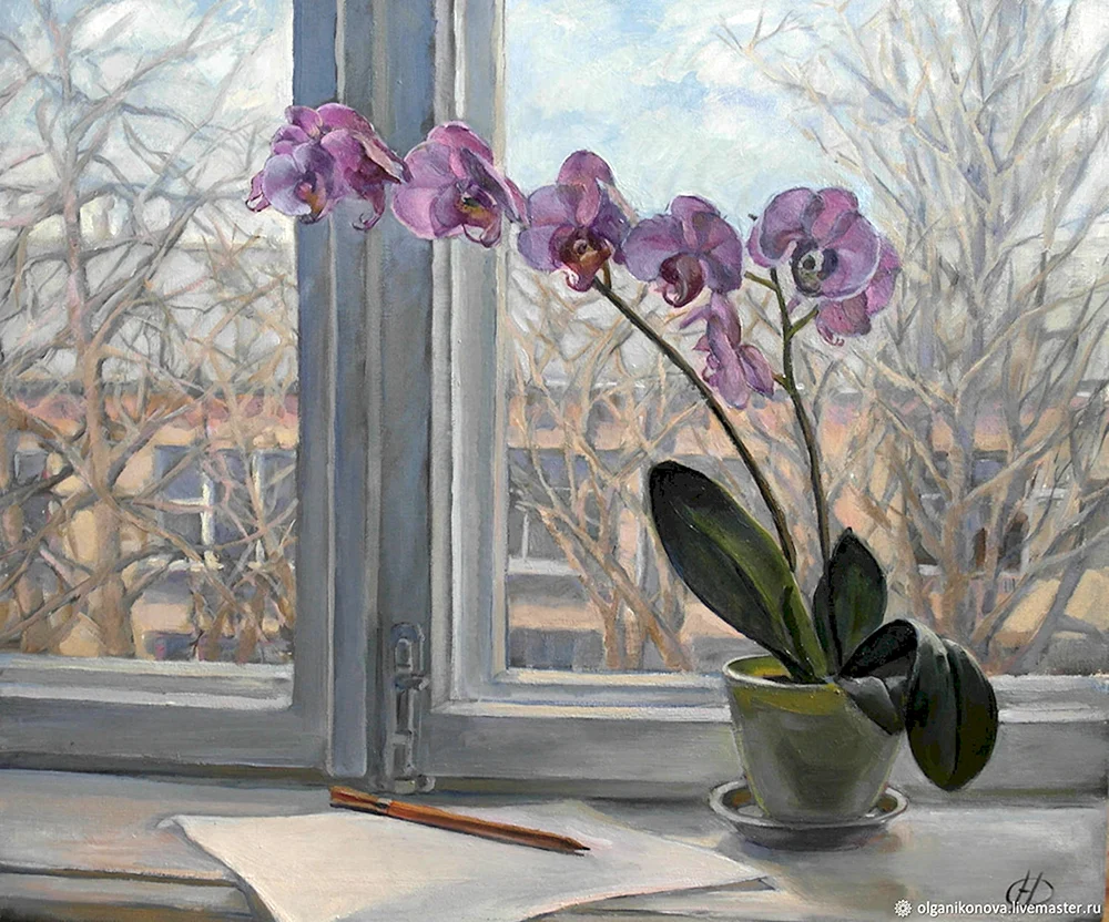 Blumen am Fenster Gemälde