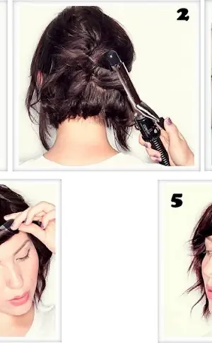 Styling mit Bügeleisen auf kurzem Haar