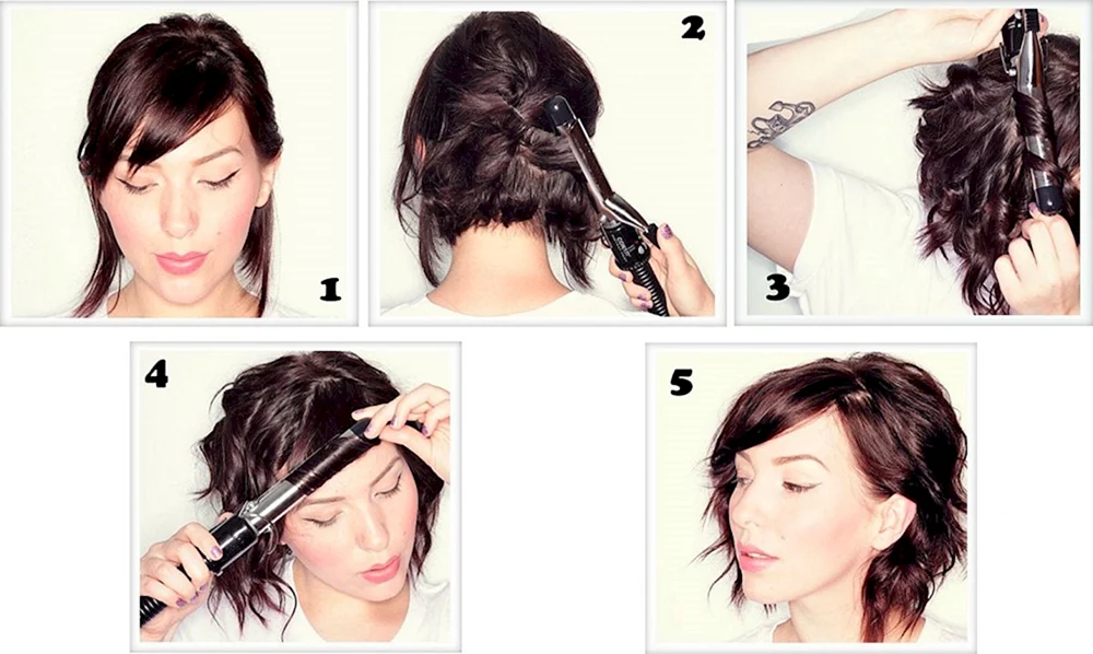 Styling mit Bügeleisen auf kurzem Haar