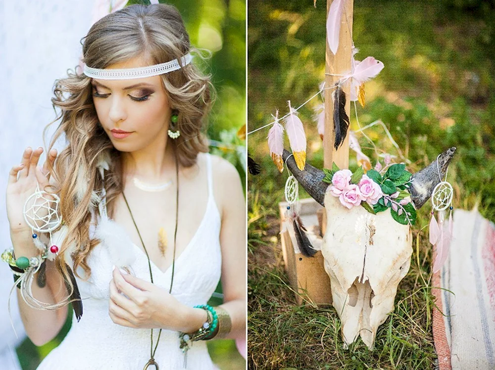 Hippies mit Blumen im Haar