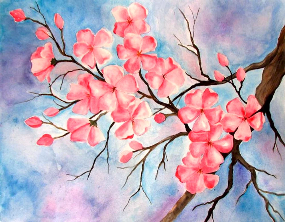 Sakura Zweig in Gouache