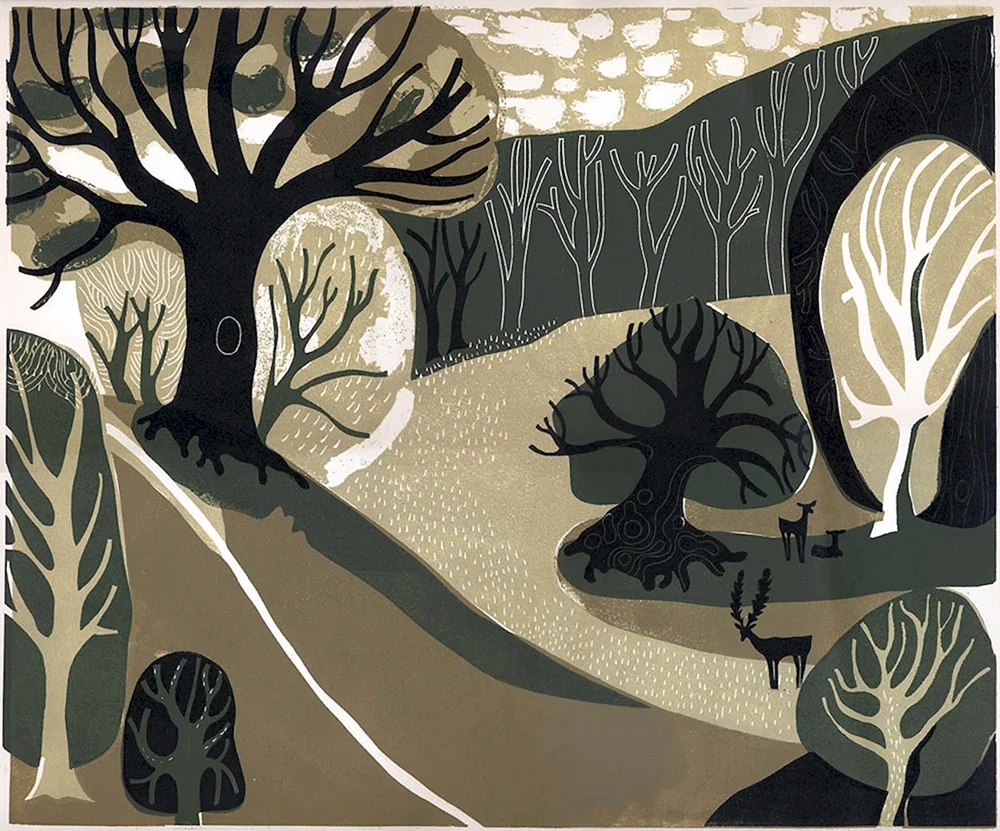 Victor Ivanovich Russian Winter Linocut