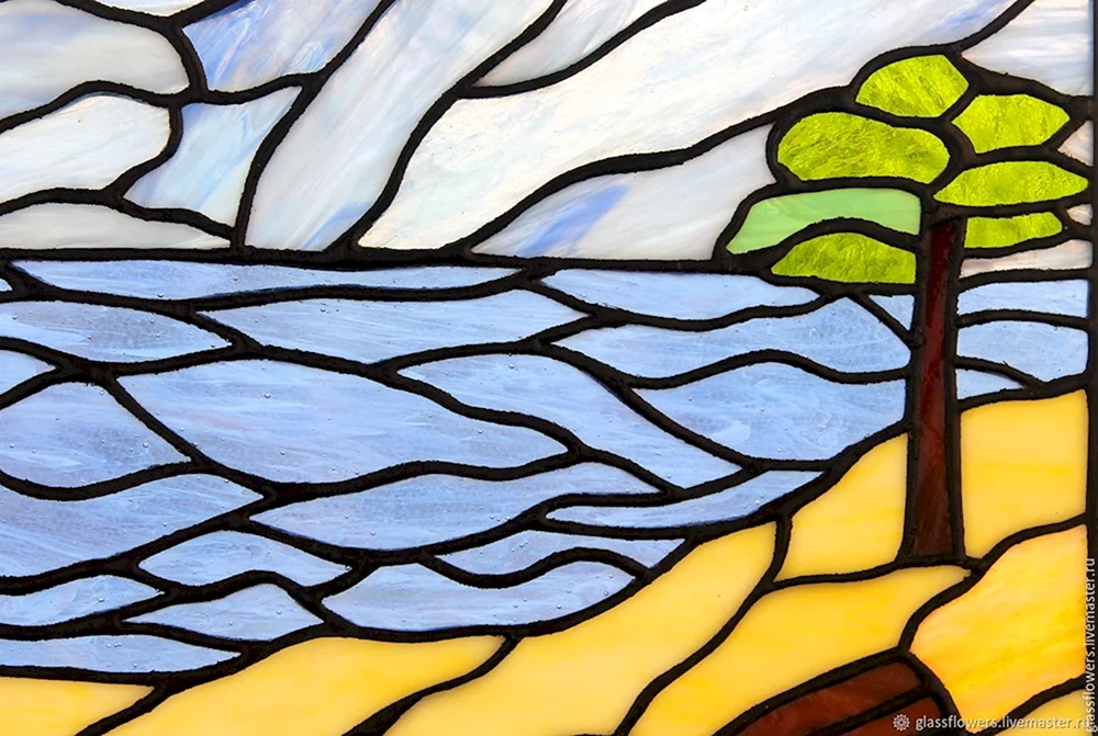 Glasmalerei Landschaft