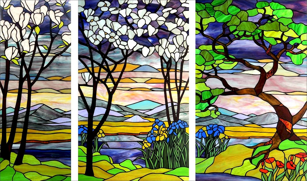 Glasmalerei Landschaft