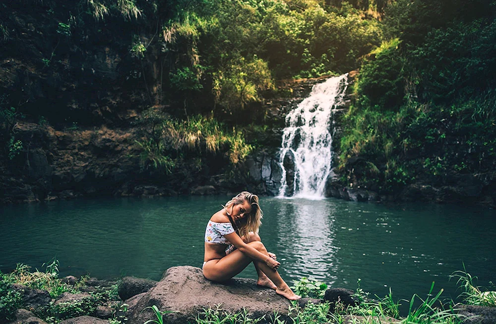 Fotoshooting am Wasserfall