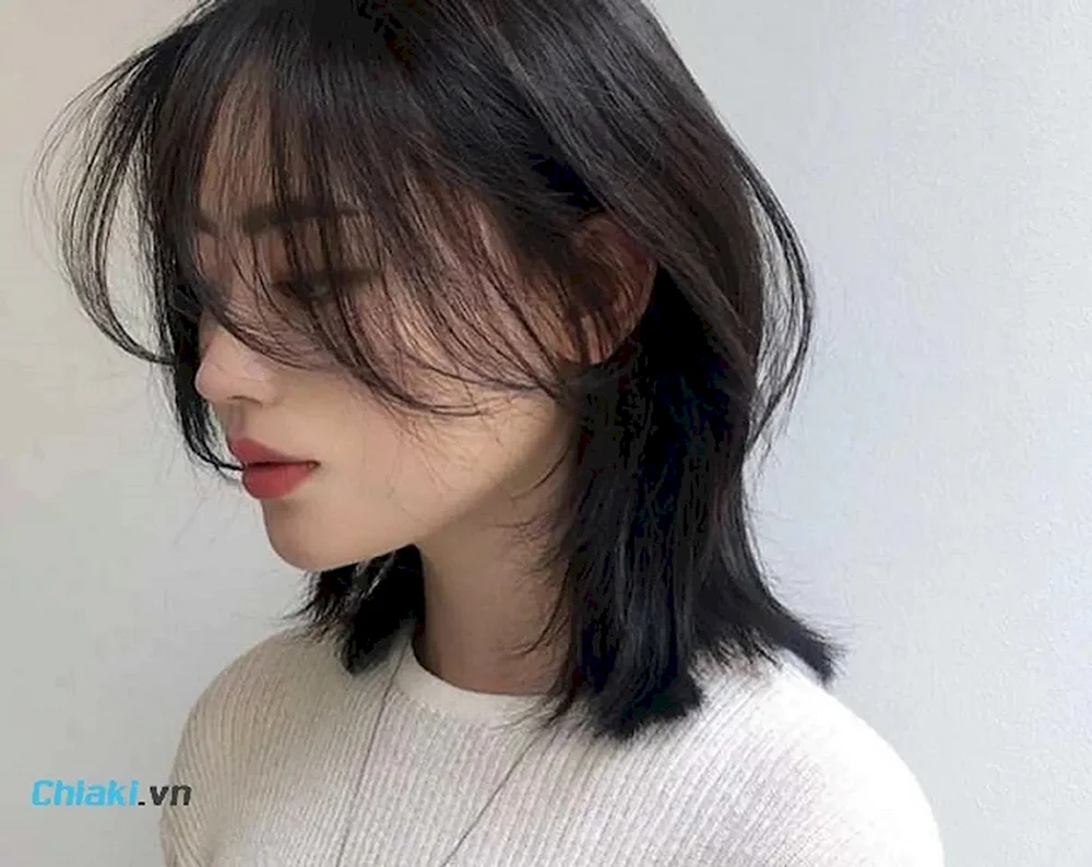 Koreanischer Cascade Haarschnitt für lange Koreaner