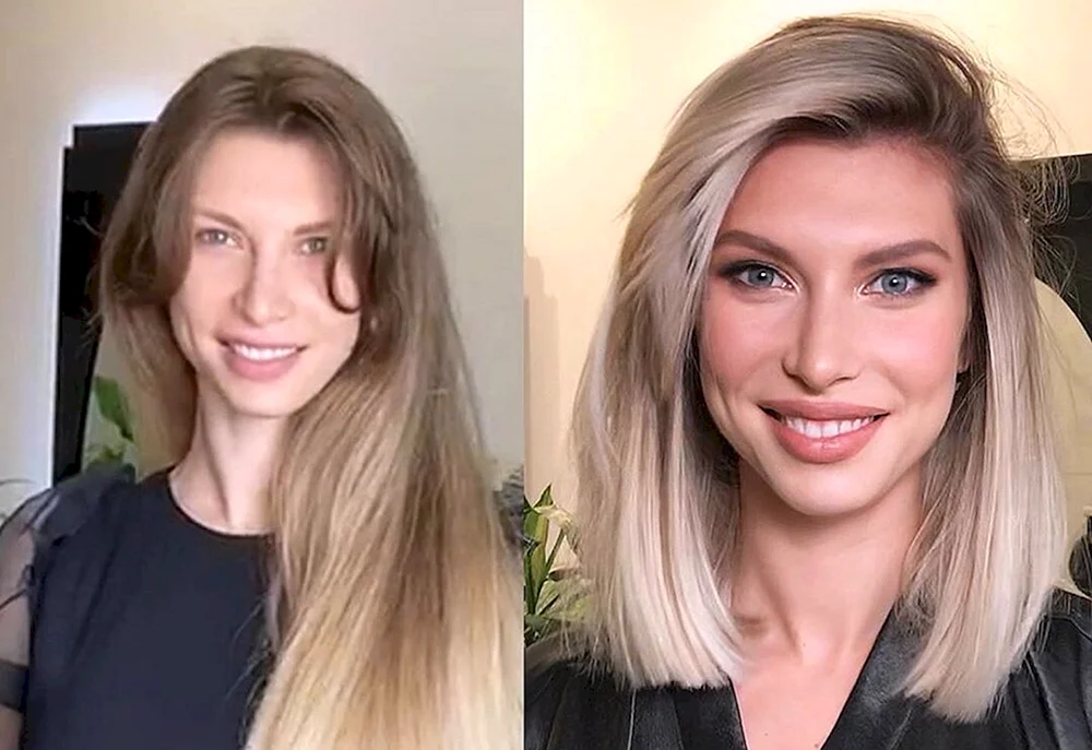 Vor und nach dem Haarschnitt
