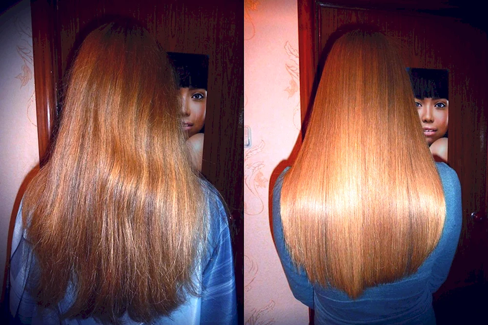 Keratin Haar nach Keratin Glättung