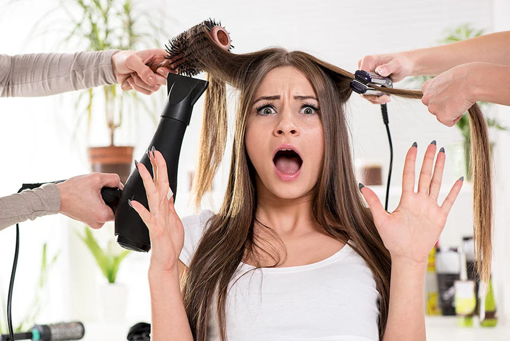 Haar. beim Friseur