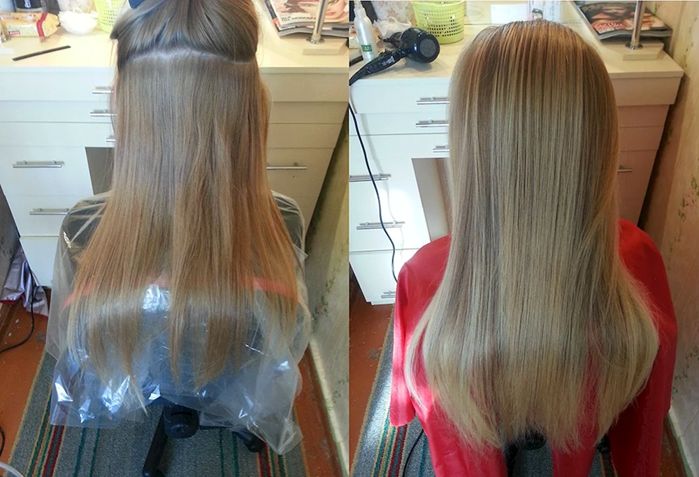 Ausgebranntes Haar vor und nach