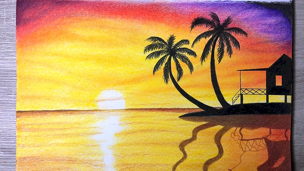 Landschaft mit Buntstiften