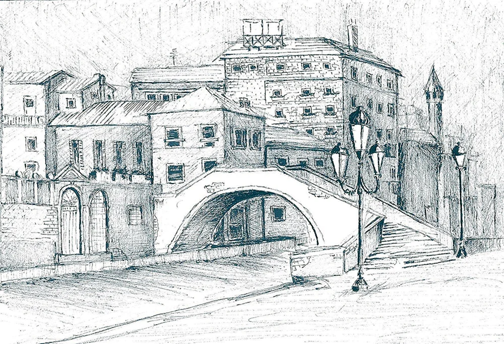 Stadtlandschaft in Bleistift