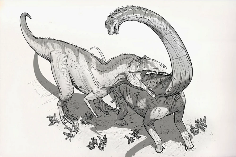 Zauroposeidon und Acrocanthosaurus