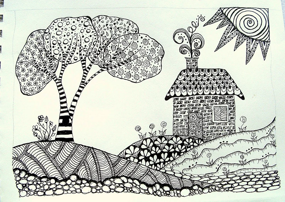Landschaft in Tinte