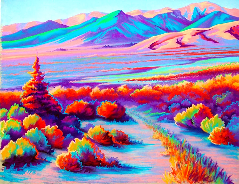 Pastell-Landschaft in Pastell-Farben