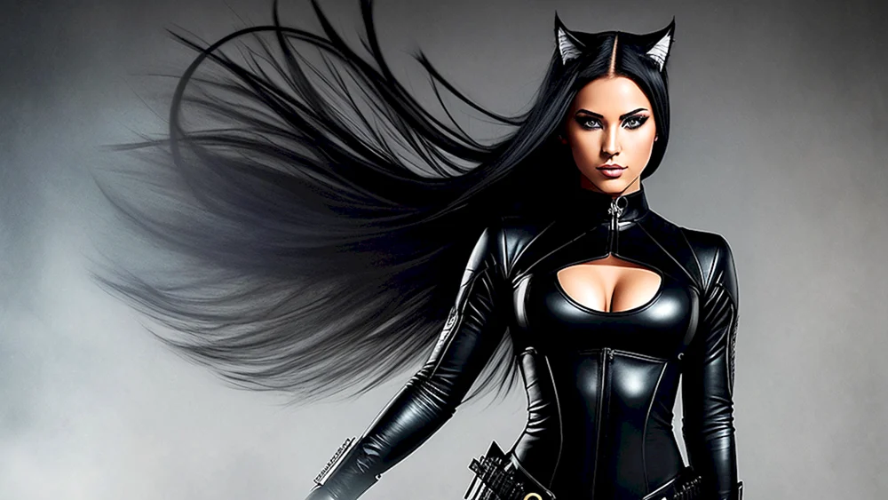Woman cat wallpaper