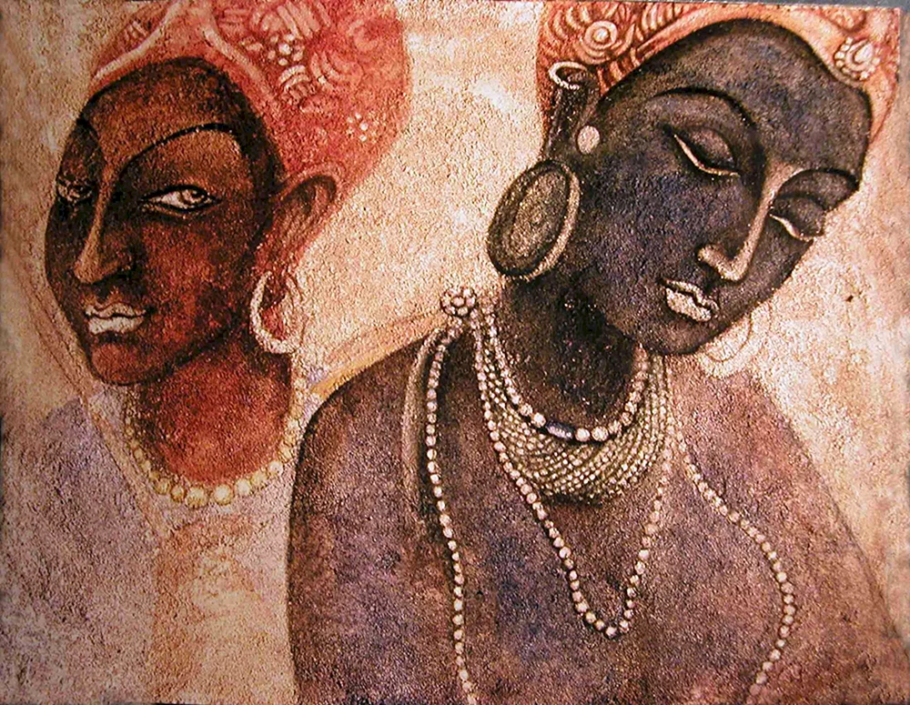 Altindische Wandmalerei. Ajanta