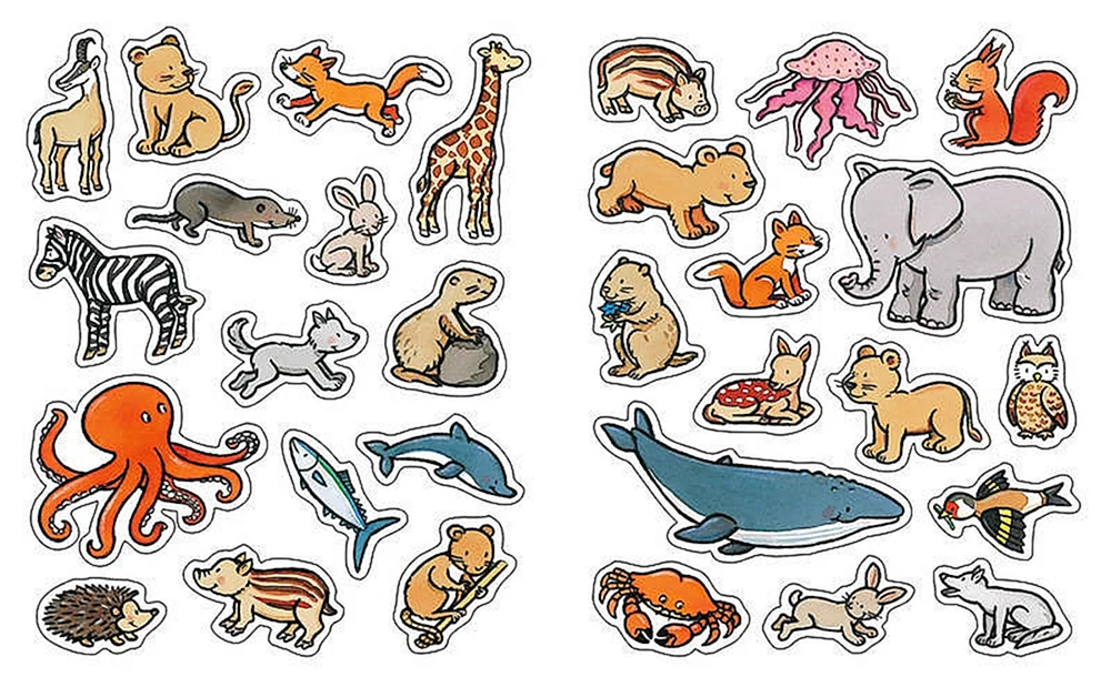 Tiere mit Aufklebern