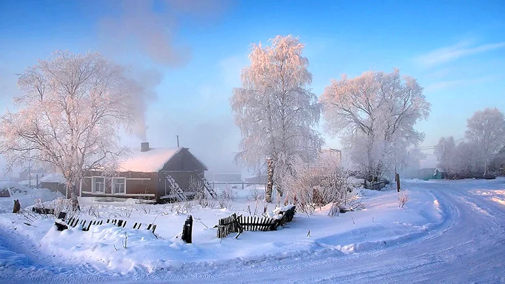 Winter Sibirisches Dorf