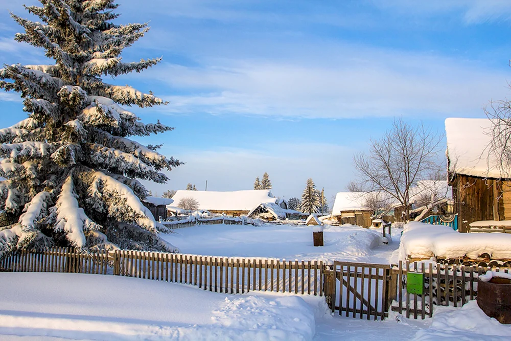 Winter Sibirisches Dorf