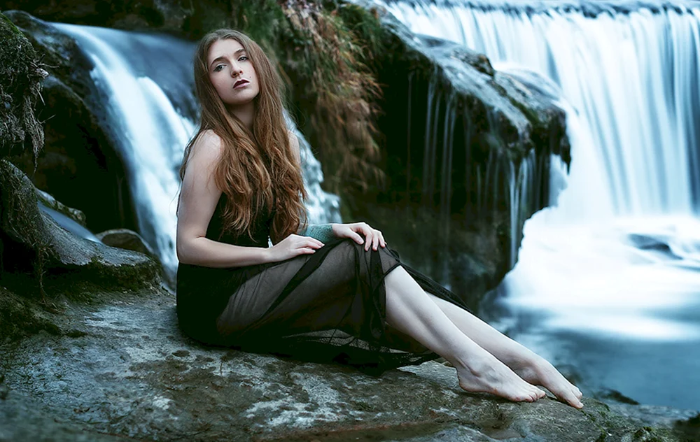 Fotoshooting am Wasserfall