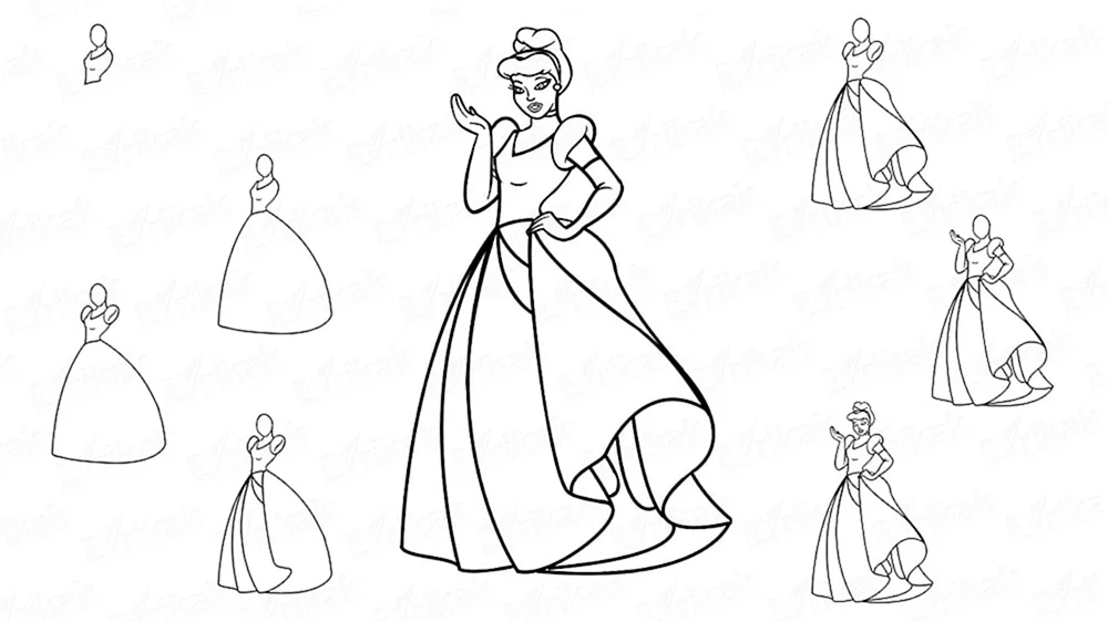 Cinderella Zeichnung in Bleistift