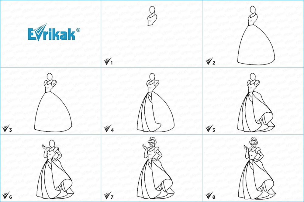 Cinderella Bleistiftzeichnung für Kinder