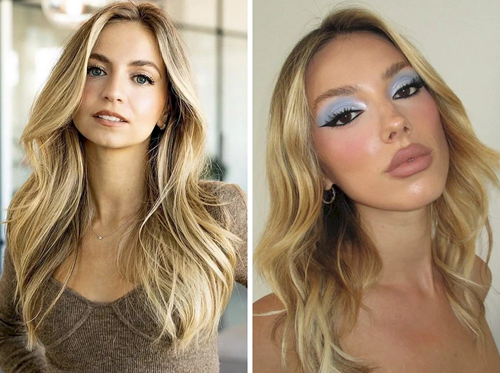 Hellton Ombré Balayage Auffrischungsfärbung auf blondem Haar kare